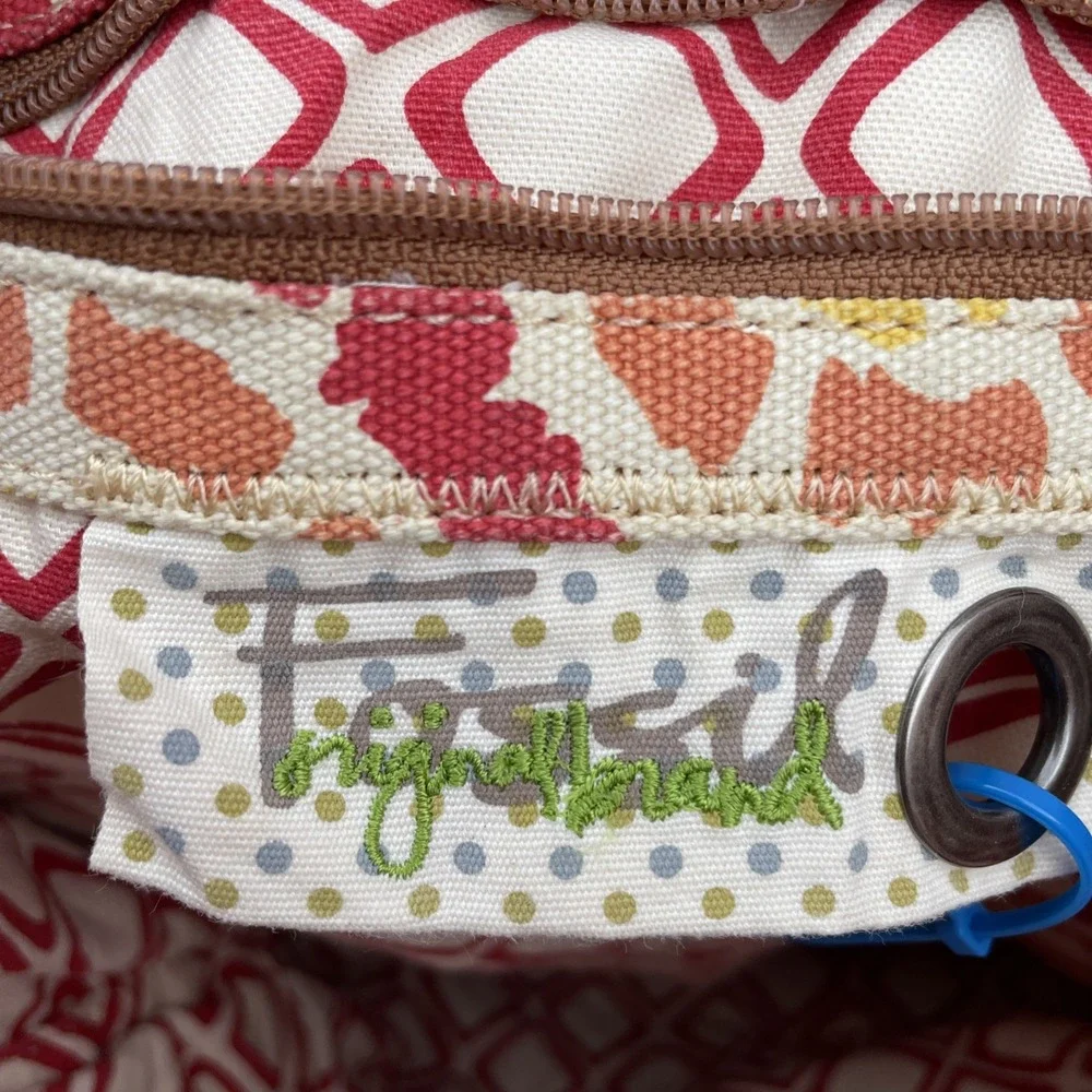 Fossil Canvas Shoulder Bag with Leather Accents